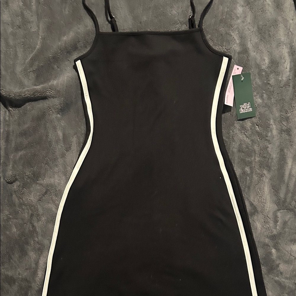 Wild Fable Black Dress with White Stripes